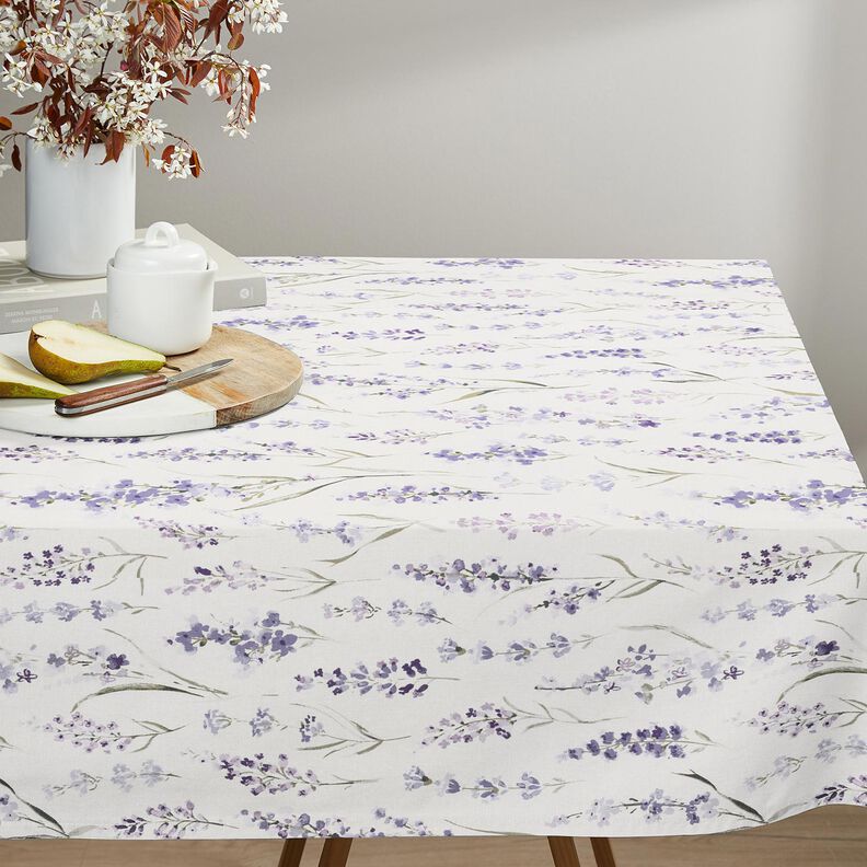 Tecido para decoração Meio linho Panamá Campo de lavanda – marfim/lilás,  image number 8