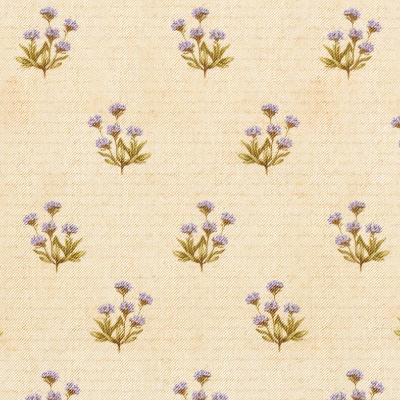 Tecido para decoração Sarja de algodão Flores e inscrição  – bege,  image number 1
