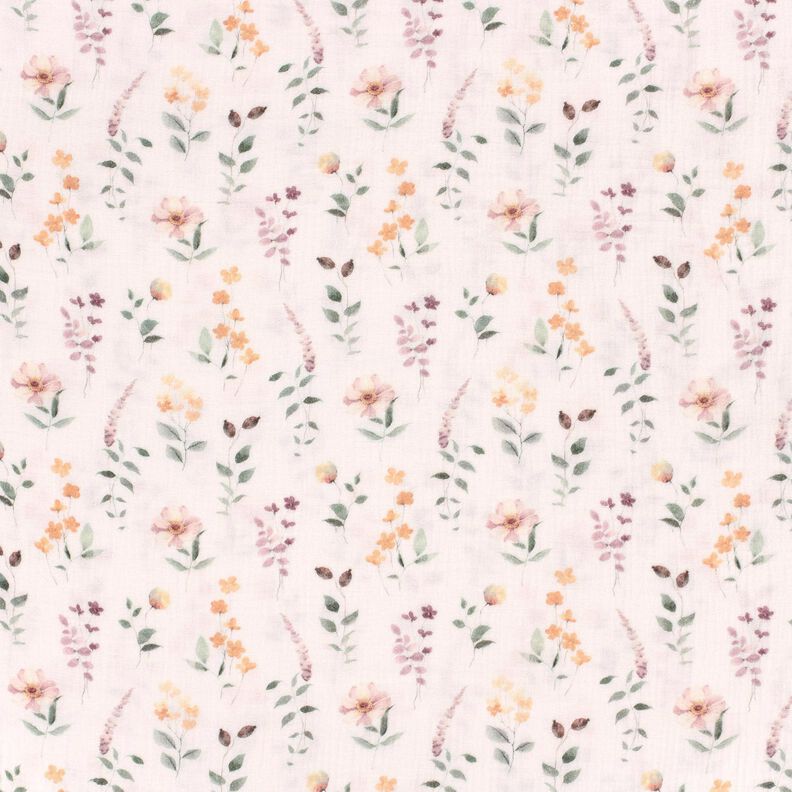 Musselina/ Tecido plissado duplo Prado selvagem Impressão Digital – branco,  image number 1