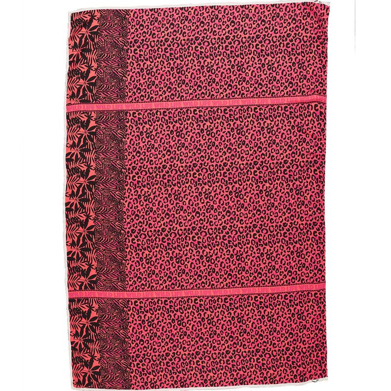 Viscose Voile Leo e flores Design de rebordo Barra – pink/laranja,  image number 1