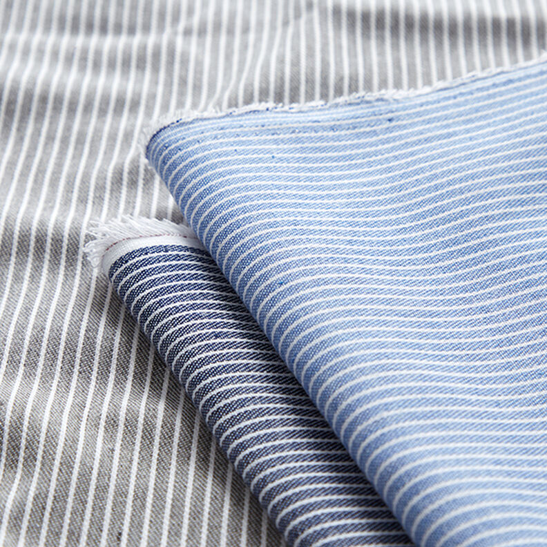 Tecido para blusas Mistura de algodão Riscas – azul claro/branco,  image number 5