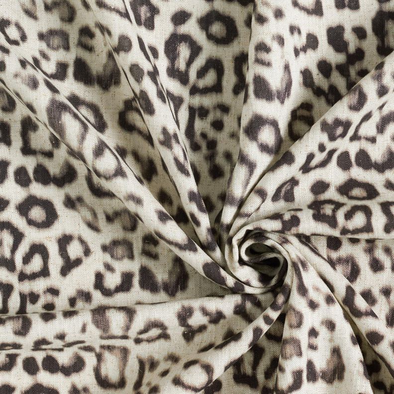 Mix de linho e viscose Estampado Leo Impressão digital – amêndoa/preto,  image number 3