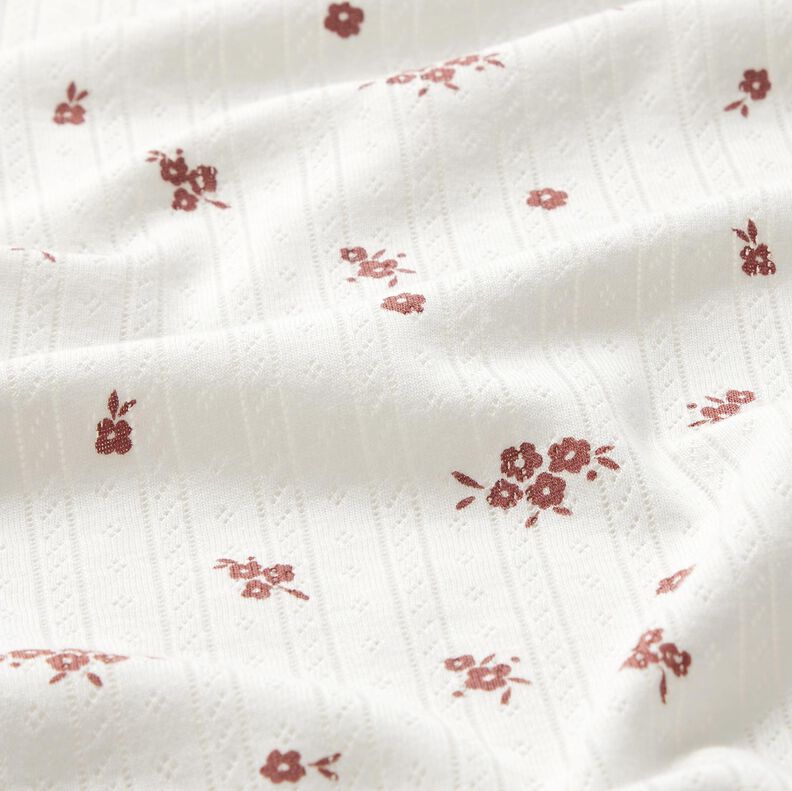 Ajour Jersey de algodão Flores de casa de campo – marfim,  image number 2