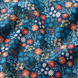 Flores doces de popeline de algodão orgânico – azul-oceano, 
