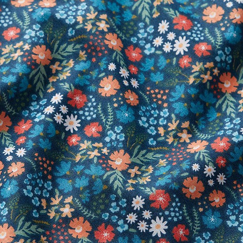 Flores doces de popeline de algodão orgânico – azul-oceano,  image number 2