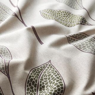 Tecido para decoração Meio linho Panamá  Folhas escandinavas – natural/verde lima, 