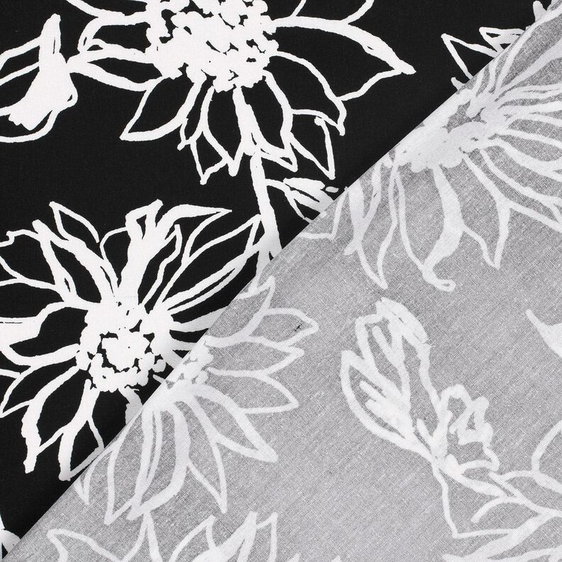 Mix de linho e viscose Girassóis abstratos – preto/branco,  image number 4
