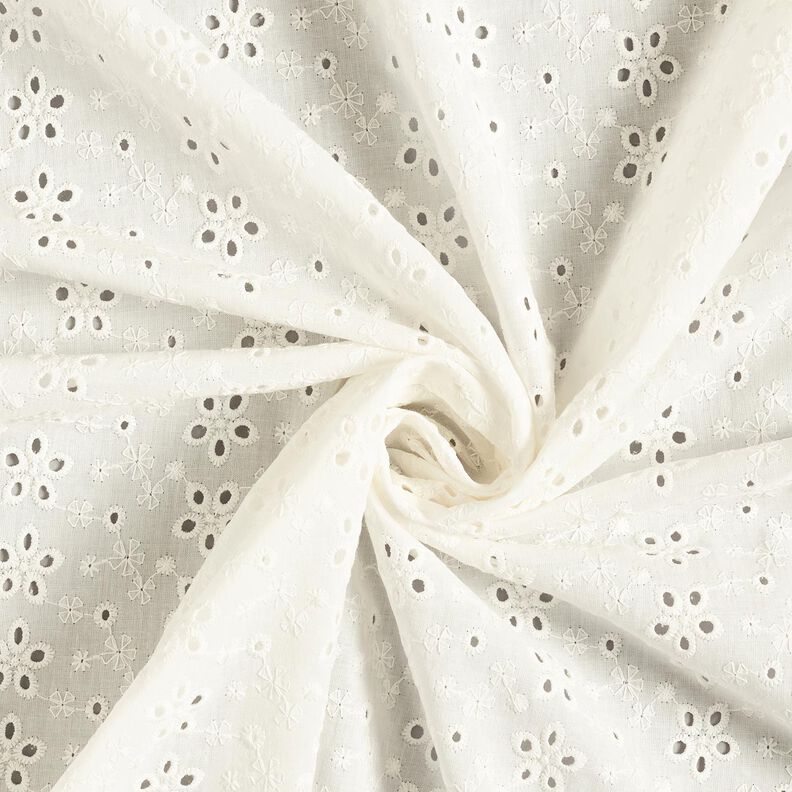 Cambraia de algodão Bordado inglês Fileiras de flores – branco sujo,  image number 5