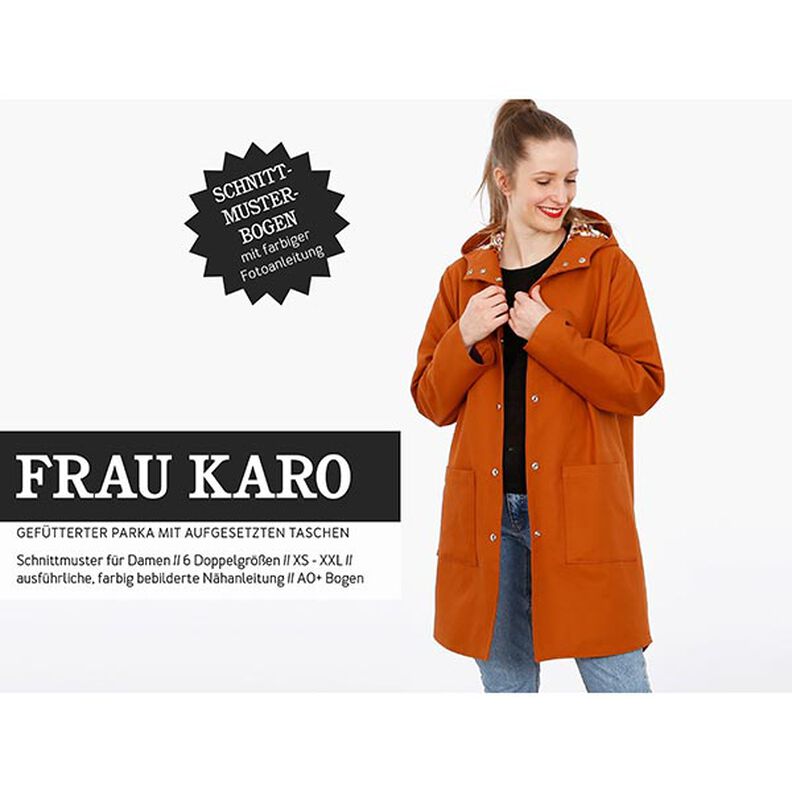 FRAU KARO - Parka forrada com capuz e bolsos pregados, Studio Schnittreif  | XS -  XXL,  image number 1