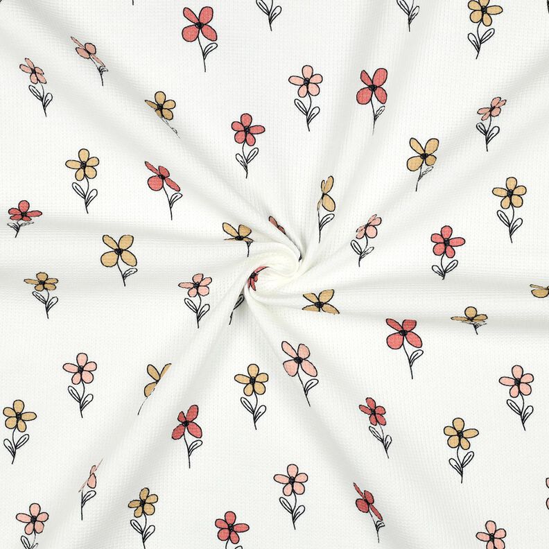 Jersey Favos Flores | Poppy Fabrics – marfim/damasco,  image number 3