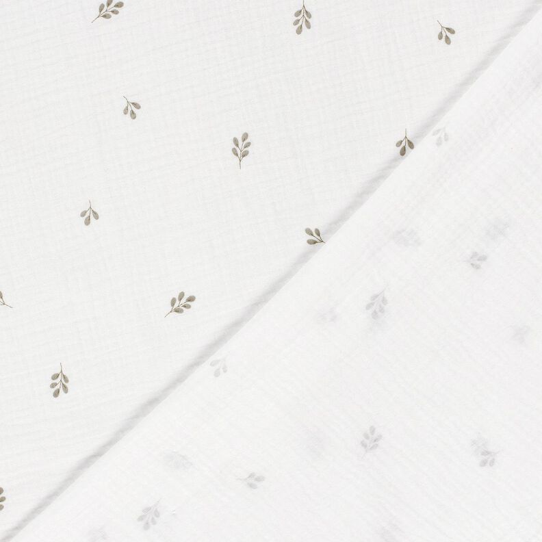 Musselina/ Tecido plissado duplo Pequeno ramo – branco sujo/verde amarelado,  image number 4