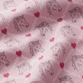 Tecido de algodão Cretone Cavalos e corações cor-de-rosa – rosa, 