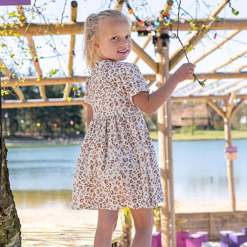 Musselina/ Tecido plissado duplo Aguarela Leo Impressão Digital – marfim,  image number 6