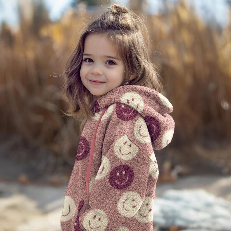 Tecido de pel&uacute;cia Teddy Smilies | Poppy Fabrics &ndash; rosa-velho escuro/branco sujo,  image number 5