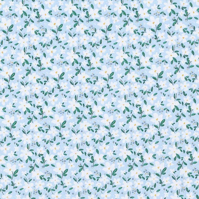 Flores delicadas de popeline de algodão orgânico – azul-celeste,  image number 1