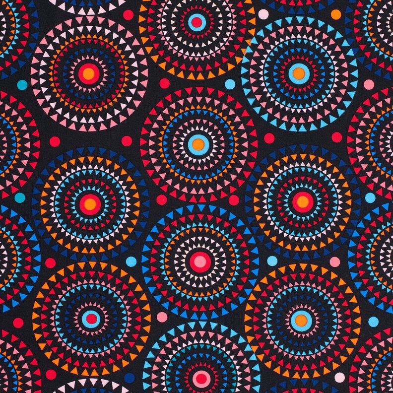 Tecido para fatos de banho Mandala – preto azulado/vermelho-fogo,  image number 6