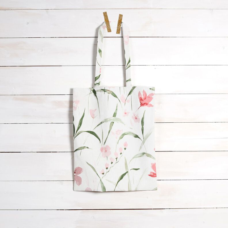 Tecido para decora&ccedil;&atilde;o Meio linho Panam&aacute; Fr&eacute;sias &ndash; marfim/rosa-claro,  image number 8