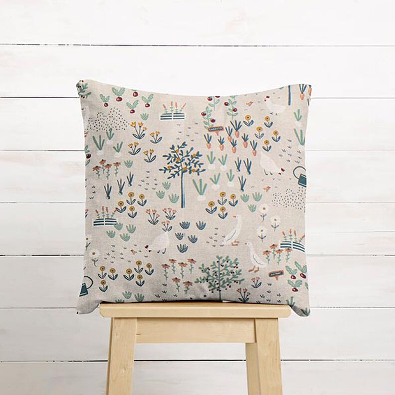 Tecido para decoração Meio linho Panamá Quinta – natural/verde,  image number 10