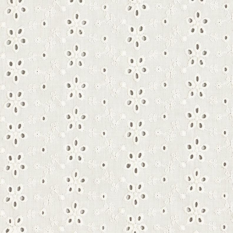 Cambraia de algodão Bordado inglês Fileiras de flores – branco sujo,  image number 1