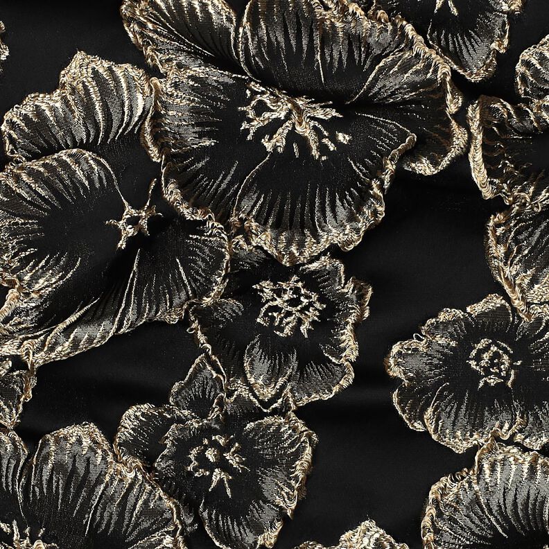 Jacquard Flores com efeito 3D – preto/amêndoa,  image number 2