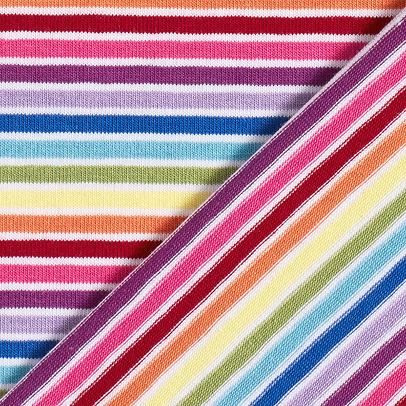 Jersey de algodão Riscas horizontais Arco-íris – branco/mistura de cores,  image number 4