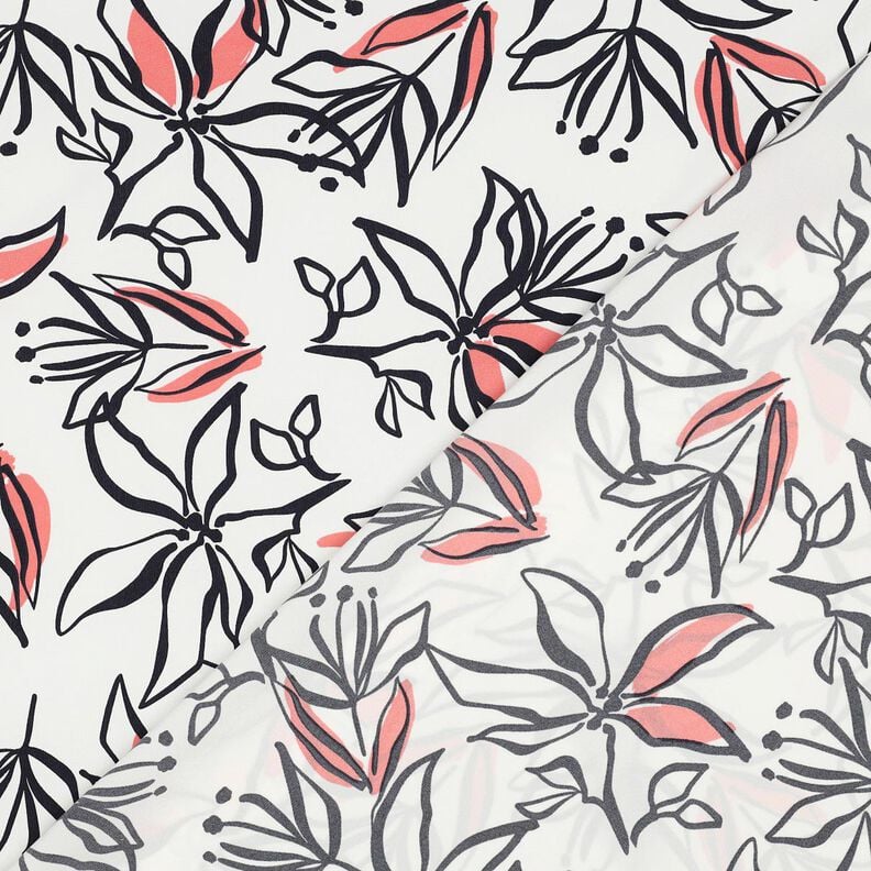 Tecido Stretch leve Lírios abstratos – branco/lagosta,  image number 4