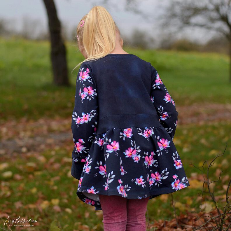 French Terry Sweat de verão Família de girafas Barra | Glitzerpüppi – azul-noite,  image number 9