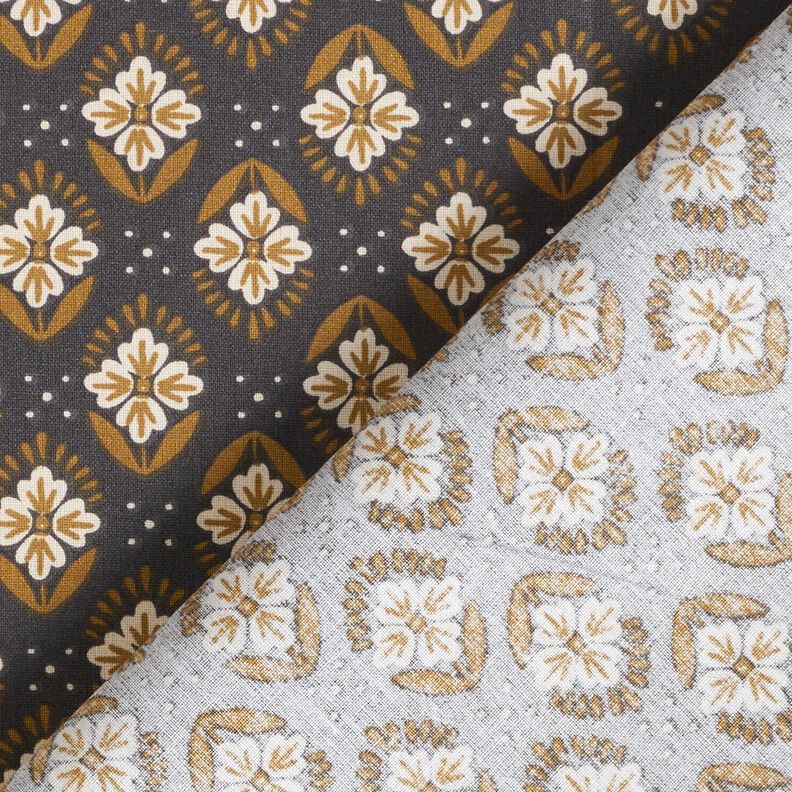 Tecido de algodão Cretone Azulejos floridos – granito,  image number 4