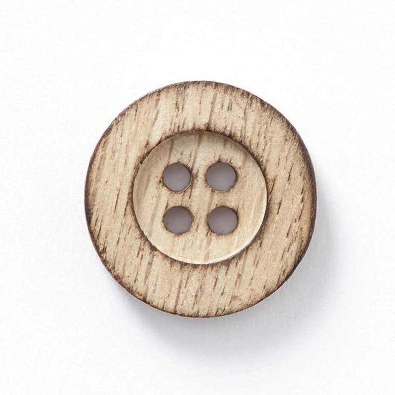 Botão de madeira, 4 furos – natural,  image number 1