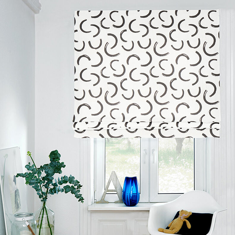 Tecido para decoração Meio linho Panamá Arcos abstratos – marfim/preto,  image number 7