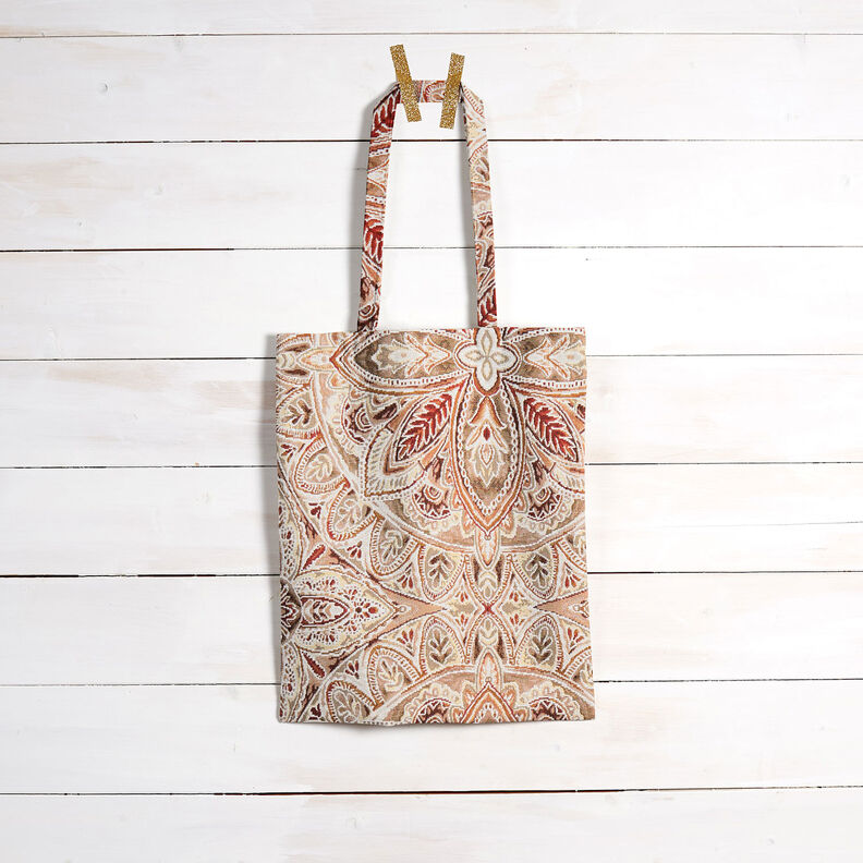 Tecido para decoração Gobelina Mandala delicada – branco sujo/bronze,  image number 7