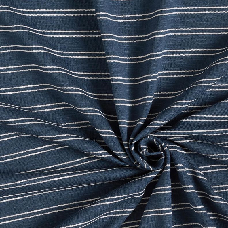 Jersey de algodão Riscas irregulares – azul-marinho/branco,  image number 3