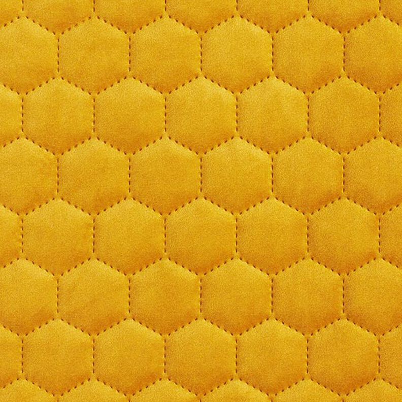 Tecido para estofos Veludo acolchoado Favos de mel – mostarda,  image number 1