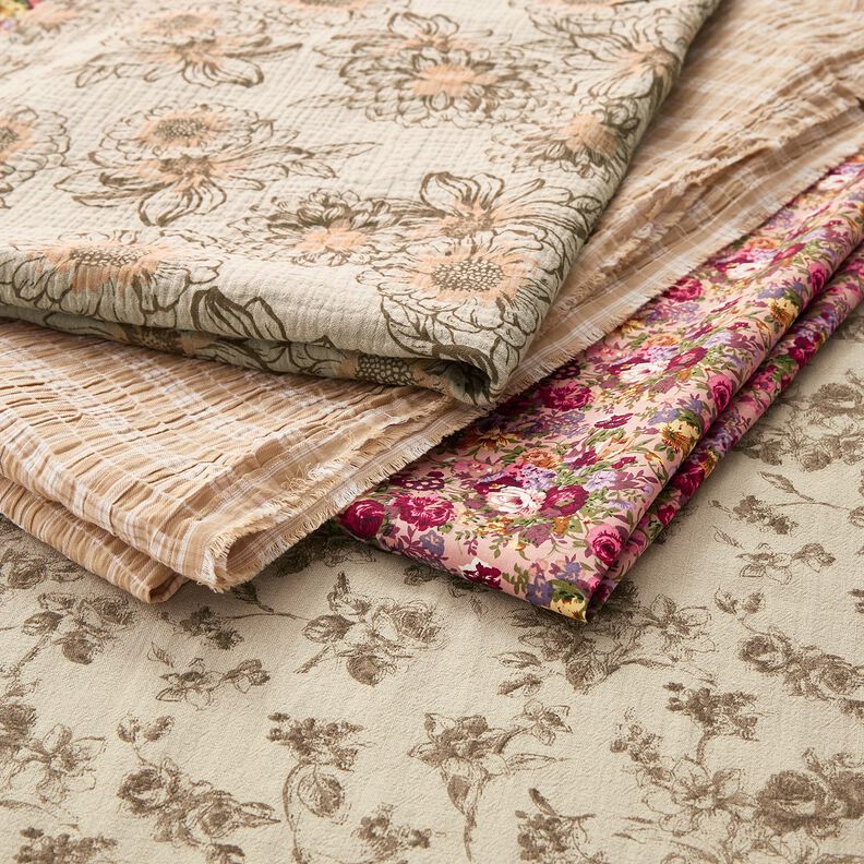 Tecido de algodão  Rosas antigas – taupe claro/duna,  image number 5