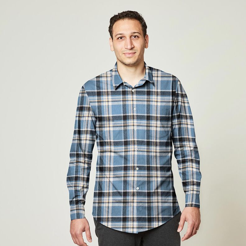 Flanela de algodão Xadrez – azul ganga/preto,  image number 6