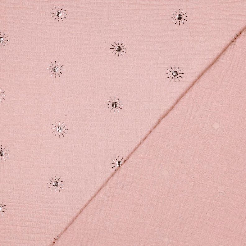 Musselina/ Tecido plissado duplo Sol Estampado prateado | Poppy Fabrics – rosa-velho claro/púrpura,  image number 4