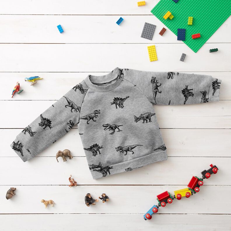 French Terry Sweat de verão Dinossauros – prateado/preto,  image number 5