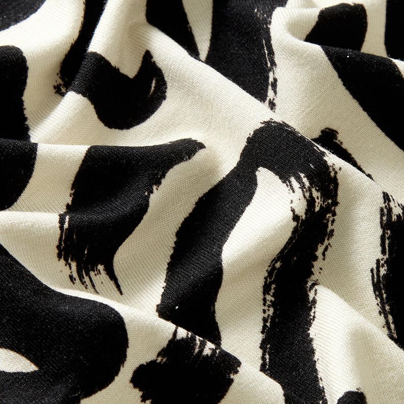 Jersey de viscose Pinceladas abstratas – creme/preto,  image number 2