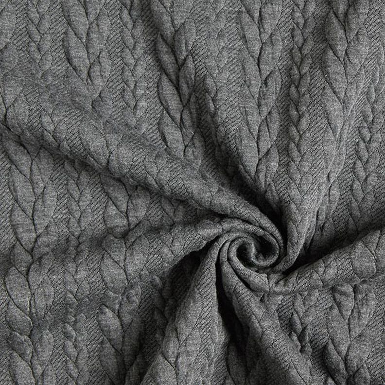 Jersey Jacquard Cloqué Padrão entrançado – cinzento escuro,  image number 3
