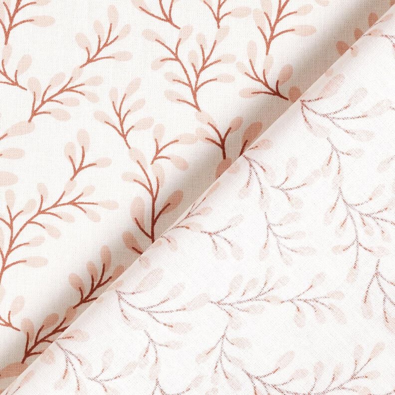 Popelina de algodão Ramos com folhas – branco/ouro rosé,  image number 4