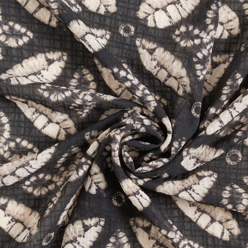Crepe Chiffon Estampado de folhas – preto/bege,  image number 4