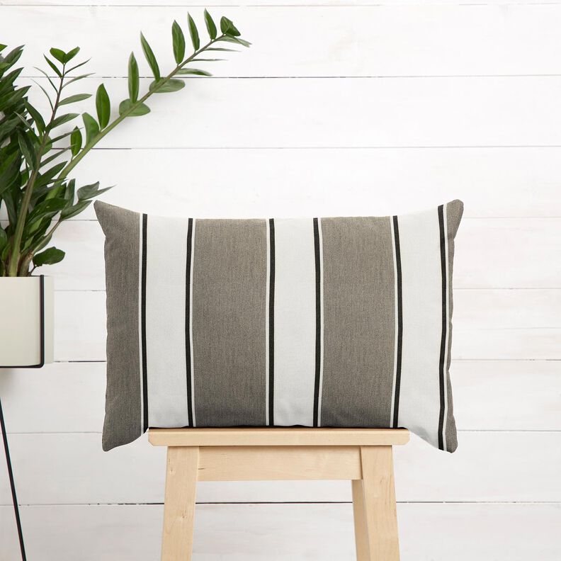 Tecido para exteriores Lona Riscas mistas – branco/cinzento,  image number 7