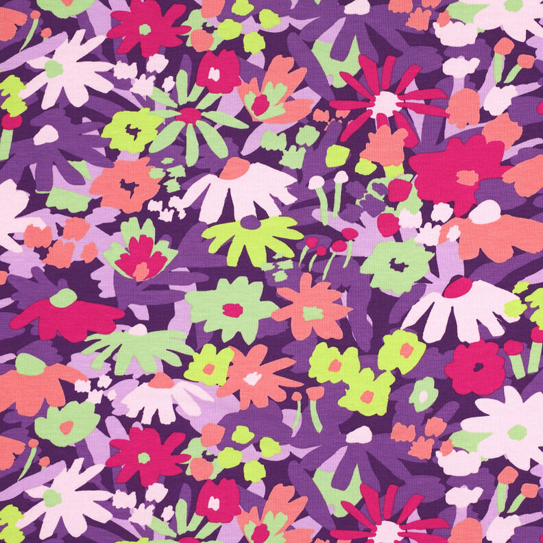GOTS Jersey de algodão Pop Blossom | Nerida Hansen – beringela,  image number 1