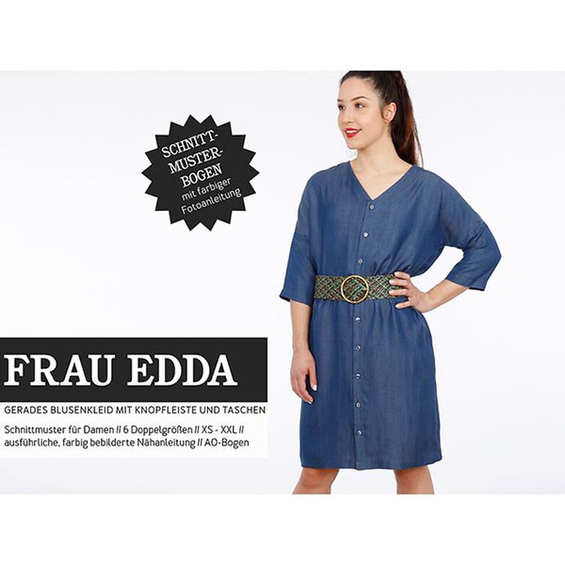 FRAU EDDA Vestido blusa, corte direito, com fila de botões e bolsos | Studio Schnittreif | XS-XXL,  image number 1