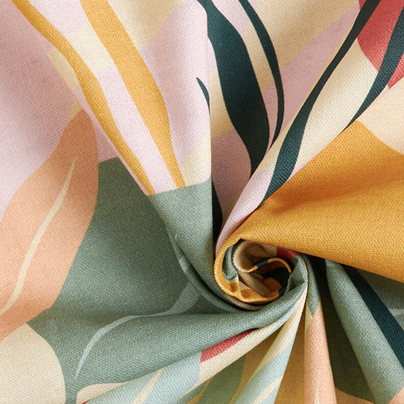 Tecido para decoração Meio linho Panamá Plantas abstratas – natural/menta clara,  image number 3