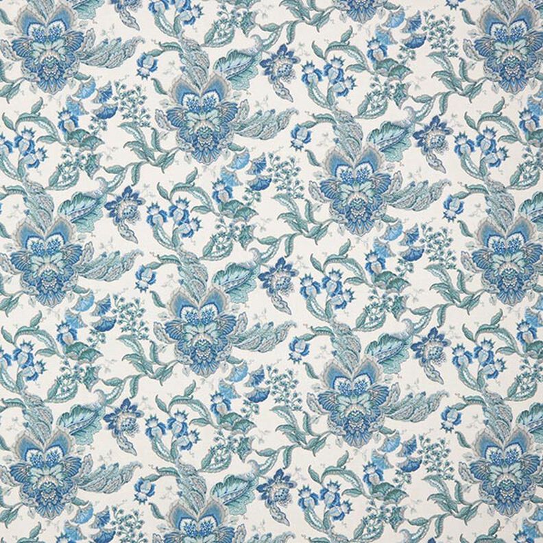 Tecido para decoração Lona Ornamentos florais orientais 280 cm – branco/azul,  image number 1
