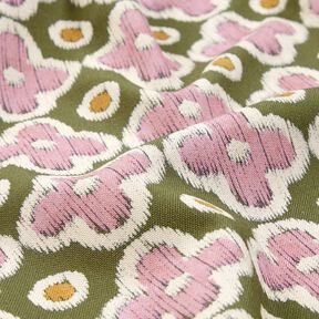 Tecido para decoração Lona Look bordado – verde-pinheiro/rosa-velho claro, 