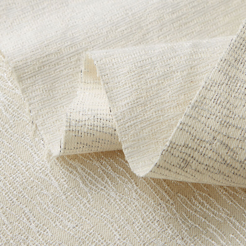 Jacquard para vestuário Linhas serpenteadas brilhantes – branco/prateado,  image number 3