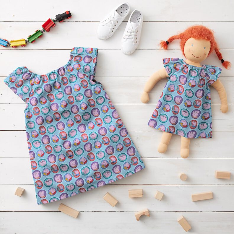 Popelina de algodão Rostos Peppa Tecido sob licença | ABC Ltd – turquesa claro,  image number 6