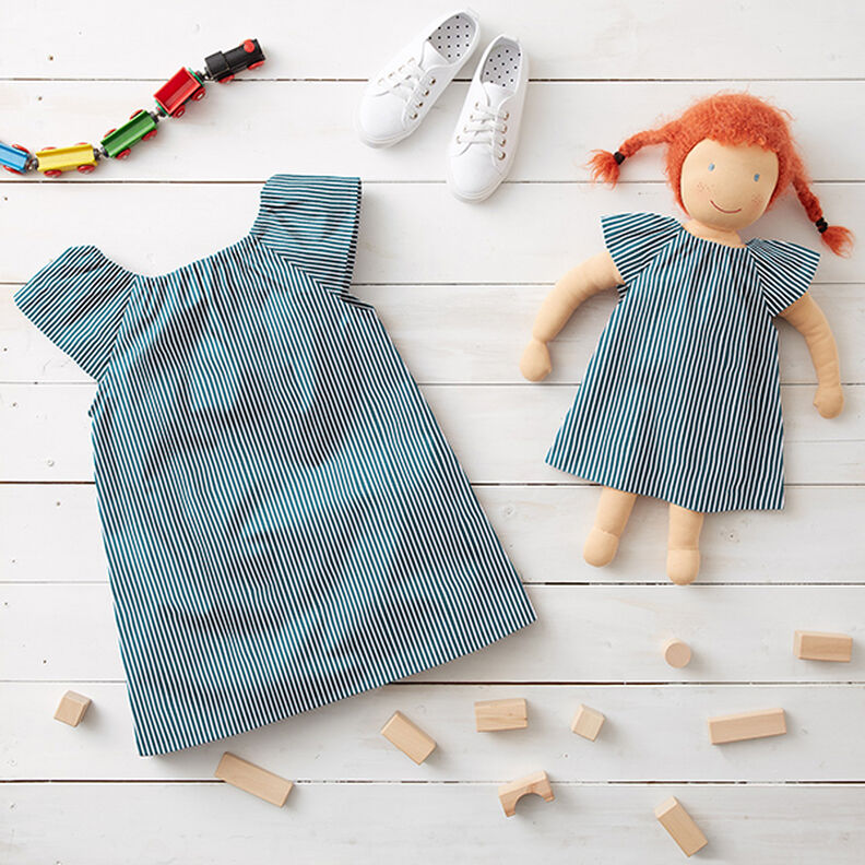 Popelina de algodão Riscas – azul petróleo/branco,  image number 6